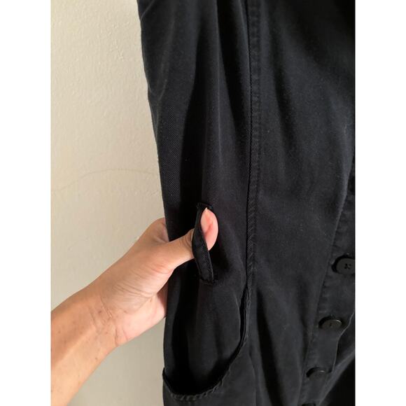 Zara Trf Collection Dress Women's Medium Black Front Button Up Midi Pockets - Picture 5 of 6